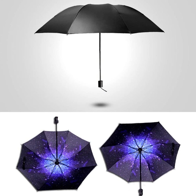 Hosoncovy Night Star Sky Folding Umbrella Double Layer Windproof Anti