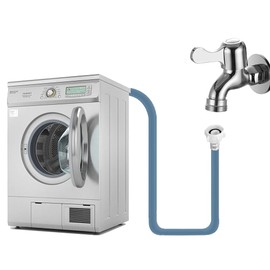 BluVast Water Hose Washing Machine Dishwasher 3/4 Inch Angle/Straight Water Inlet Hose Hose Inlet 1.5 m Grey Rubber 1x