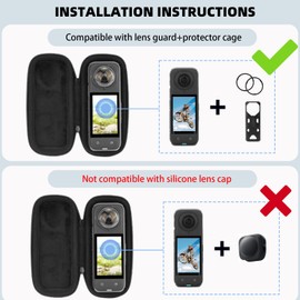 Flymile Carrying Case for Insta360 X4(for Original Lens Guard), Anti-scratch Portable Storage Bag,PU Hard Shell Travel Case with Wrist Strap & Carabiner for Insta360 X4 Accessories（Not for X3）