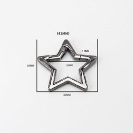 3Pcs Silver Star Shaped Stainless Steel Keychain Clip Carabiner Snap Hook Holder Star Carabiner Hook Clip Key Holder Carabiner Clip for Keys and Wallet with Key Chain Rings Accessory and Keychain (L)