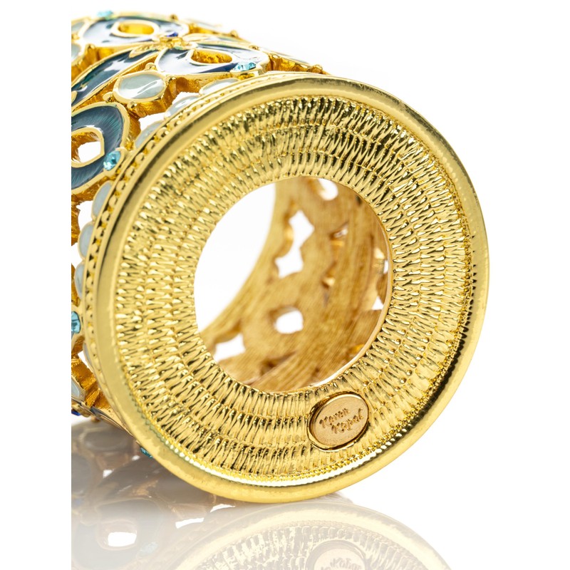 Golden Blue Decorated Candle Holder