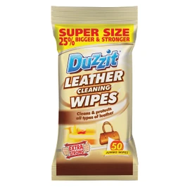 Duzzit Leather Cleaning Wipes, Cream, Fresh, 50 Count