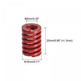 sourcing map Tool Spring 18 mm Outer Diameter 25 mm Long Spiral Embossing Medium Load Compression Tool Springs for 3D Printer Electrical Parts Red Pack of 2