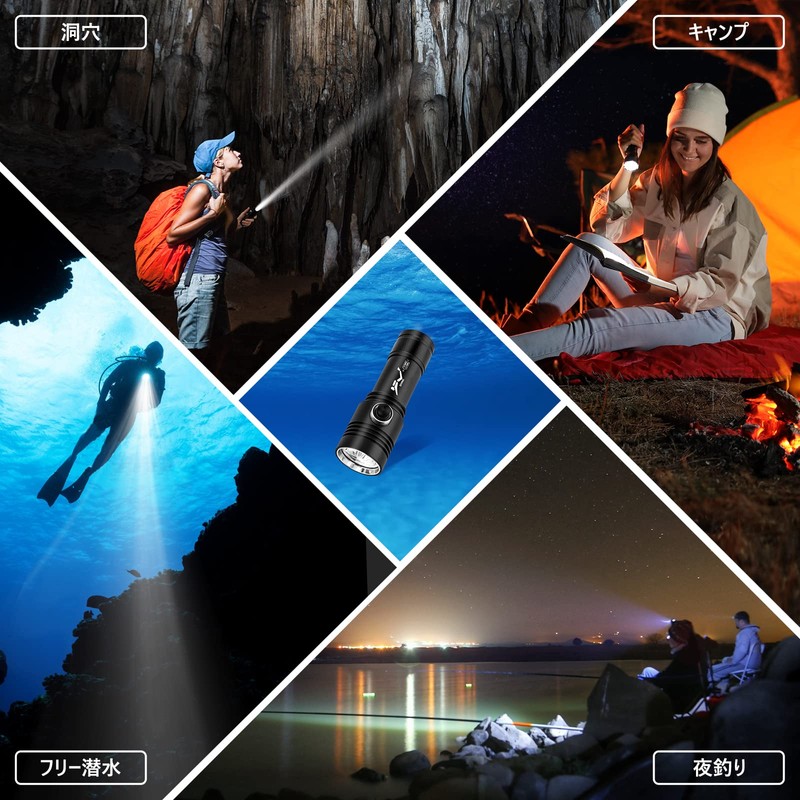 (Newest Model/2-Color Light Source) Diving Light, Underwater Light, 2600 Lumens,