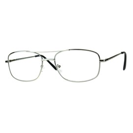 PASTL Clear Glasses Bifocal Reading Lens Metal Rectangular Spring Hinge Silver +1.5