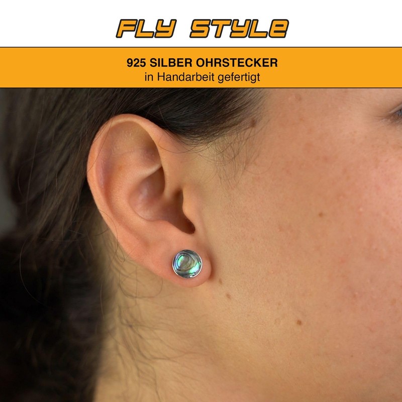 Fly Style Stud Earrings 925 Silver – Abalone Shell Stud