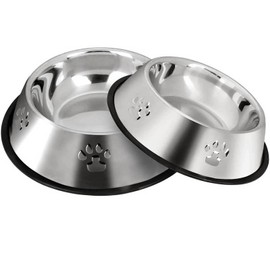 SUOXU Stainless Steel Dog Bowls,Cat Feeding Bowls,Kitten Plate Bowls With Non-slip Rubber Bases, Small Pet Feeder Bowls And Water Bowls,Pack of 2