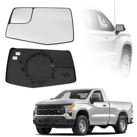 Convitex Driver Left Side Door Heated Mirror Glass with Rear Holder Convex Blind Spot Glass for Chevy Silverado 1500 and GMC Sierra 1500 2019-2024 Replace# GM1324159 84309708