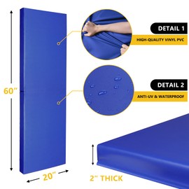Gym Padding, Basketball Court Protector - Removable 2" Thick High-Density Wall Pad for Basketball Hoop, Garage, Basement - 60" Lx20" W