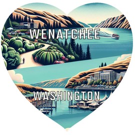 Wenatchee Washington Travel Souvenir Destination Heart Shape Vinyl Decal Sticker 6-Inch