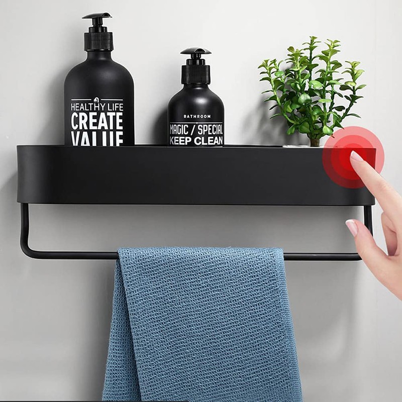 Hodzeed No Drilling Shower Shelf with Towel Rail Bar -