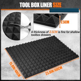 4PCS 23.8" X 15.8" Tool Box Liner, Trap Mat Universal Tool Drawer Liner, Non-Slip Toolbox Drawer Liners, Professional Foam Drawer Liner for Cabinet, Shelf, Workbench, Protect Tools