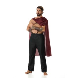 AGCOAH Roman Soldier Costume Men Brown Cloak Medieval Cape Roman Gladiator Costume Samurai Costume Renaissance Greek Warrior Costume (Brown-128CM/50INCH