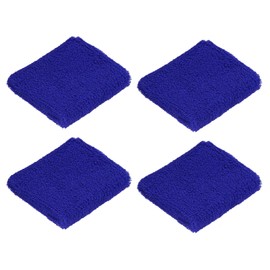 M METERXITY 4 Pack Sport Wristbands - Cotton Terry Cloth Absorbent Sweatbands Apply to Tennis/Basketball/Athletics (8x8 cm Dark Blue)