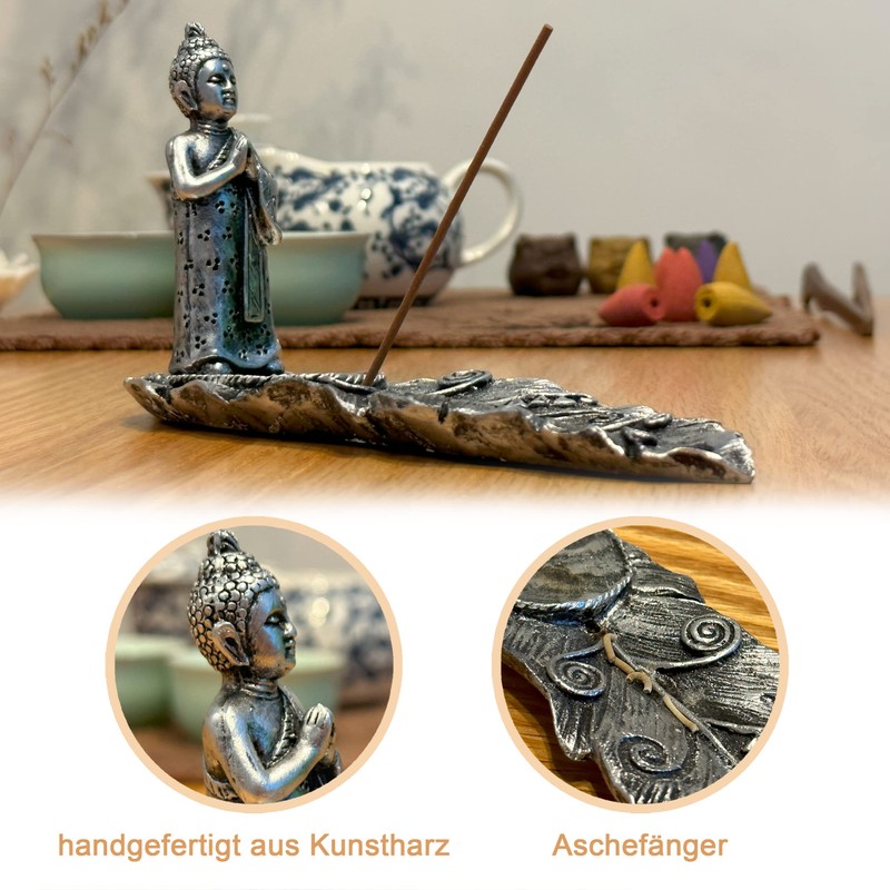 MFunke Buddha Incense Holder with 30 Incense Sticks for Aromatherapy