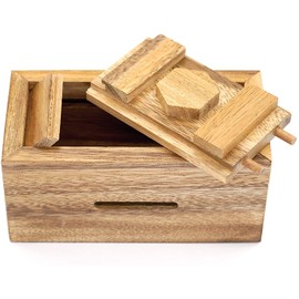 Puzzle Gift Case Box and Magic Cards Case Holder with Hidden Compartments in Unique Wooden Boxes to Challenge Mind Puzzles and Use as Intelligence Gift Box for Money Secret