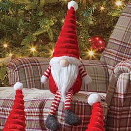 Marco Paul Christmas 44cm Red Sitting Gonk Super Furry Fabric Nordic Gonk Soft Plush Festive Indoor Christmas Ornaments Xmas Home Decoration Winter Santa Figure Ideal Christmas Decorations Indoor