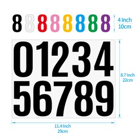 4 Inch Black Number Stickers 0-9, 6 Sheets Self Adhesive Vinyl Decals, Waterproof Durable Labels for Address Sign, Garage Door, Fence, Outdoor Labeling Numbers（Black）