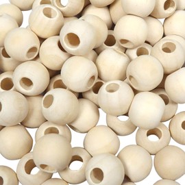 TOAOB 12 mm Pack of 100 Wooden Beads, Large Hole, Round, Natural Loose Spacer Beads for DIY Jewellery Making