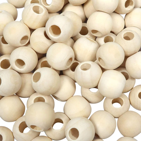 TOAOB 12 mm Pack of 100 Wooden Beads, Large Hole,