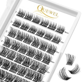 QUEWEL Lash Clusters 72 Pcs Wide Stem Cluster Lashes Mix8-16mm DIY Eyelash Extension Individual False Eyelashes Soft & Do Not Break for Personal Makeup Use at Home(QUH-S019-Mix8-16mm)