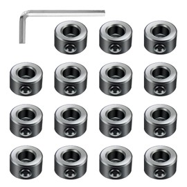 Bofanze Set of 15 Steel Adjustment Rings 6 mm Drill Depth Stop Collar Drill Depth Stop Set Drill Depth Stop Collar Set Depth Stop Rings with Hex Key for Positioning When Drilling
