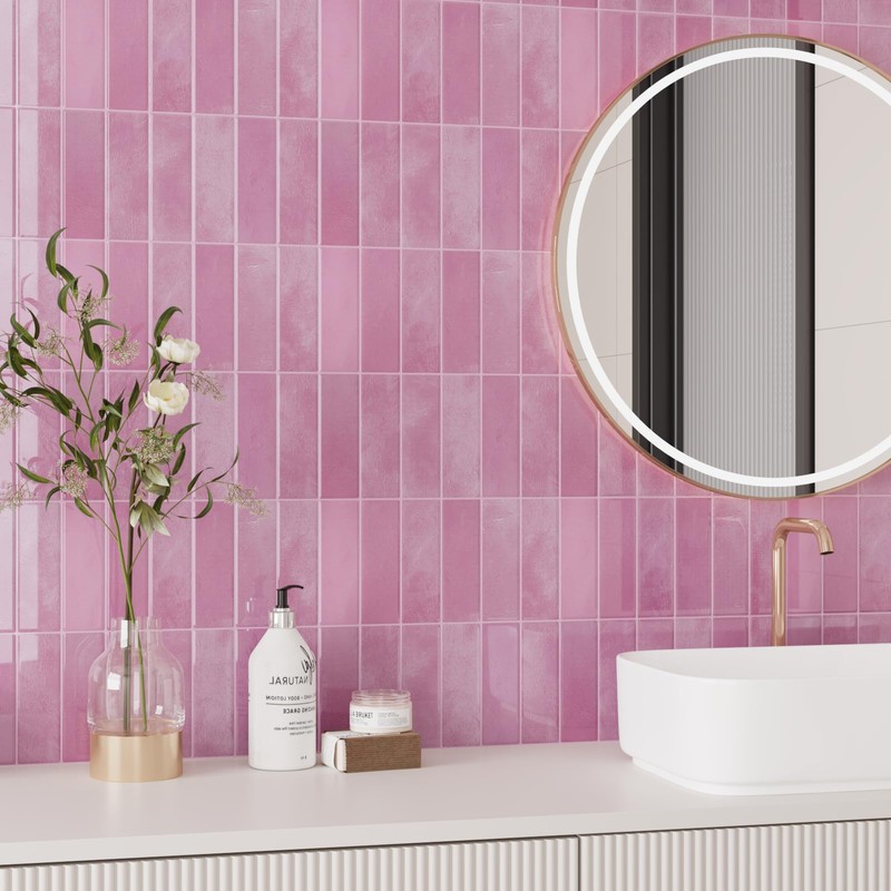 VaryPaper Pink Peel and Stick Backsplash for Kitchen 10 Sheets