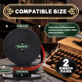 2 Pairs Typewriter Ribbon，Universal Typewriter Ribbon，Impact & Dot Matrix Printer Ribbons, Compatible with Smith Corona, Royal Classic Typewriters ，Suitable for Most Vintage Typewriters（Black/Red）