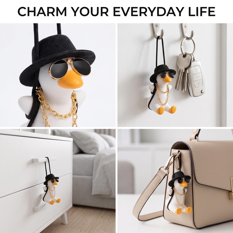 1 Pack Swing Duck Rear View Mirror Hanging Ornament, Rear