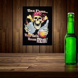 Shawprint Limited Time Flies When Your Having Rum RETRO METAL TIN WALL ART NOVELTY GIFT 1818 (8" x 6")
