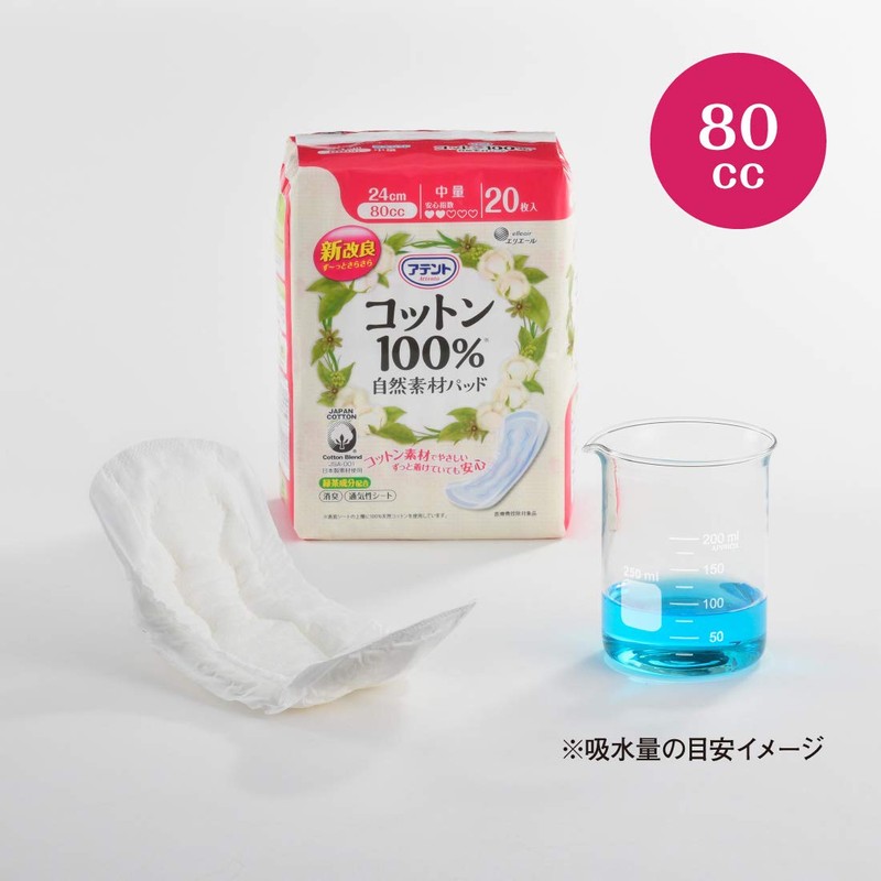 Attent Cotton 100% Natural Pad Medium Quantity 20 Sheets