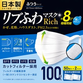 Made in Japan, Ribbed Fluffy Mask, Regular, Pack of 100