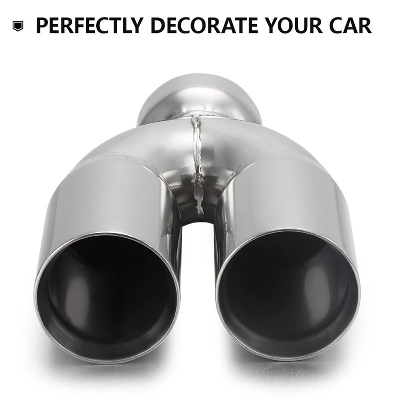 A-KARCK Dual Outlet Exhaust Tip 3" Inlet,Polished Double Wall Tailpipe