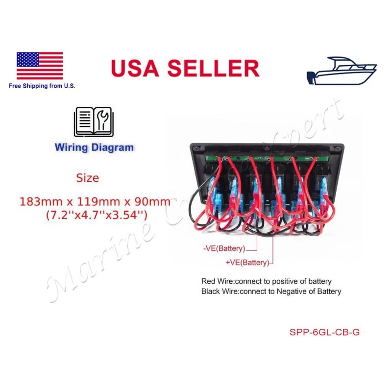 STX 6 Gang Toggle Rocker Switch Panel Circuit Breaker Waterproof