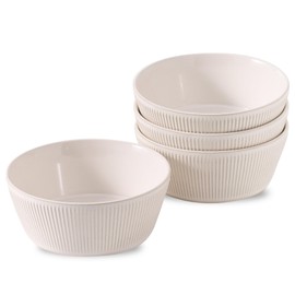 UBEE Ceramic Soup Bowls Set of 4, 6.3 inch Cereal Bowls, Microwave Safe Serving Bowls for Oatmeal, Soup, Pasta, Ramen, Dessert, Fruit, For Breakfast, Lunch and Dinner, White
