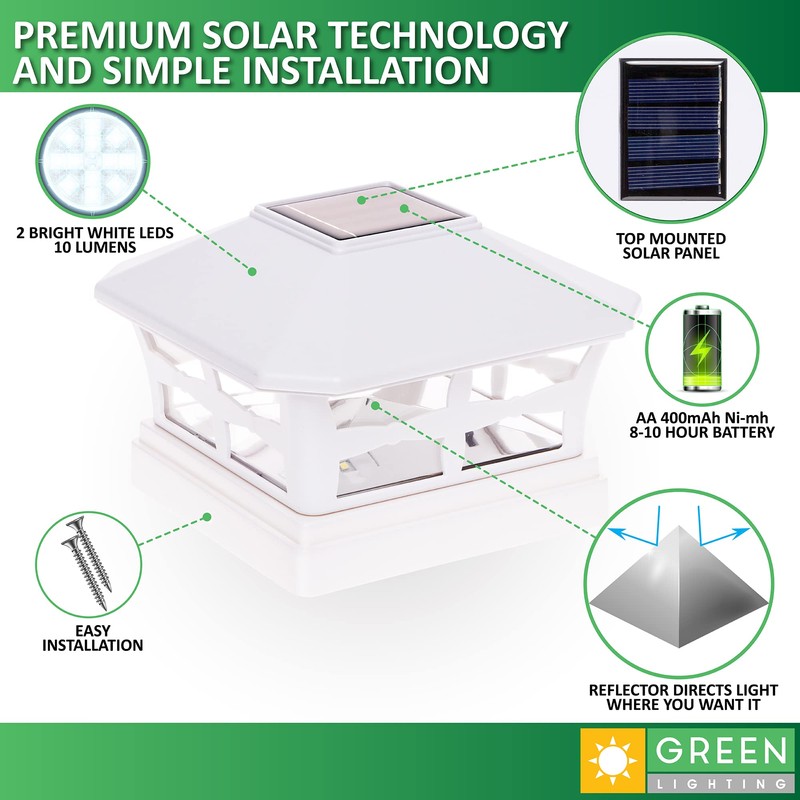 GreenLighting Mission Solar Post Cap Lights Fits 5x5 PCV/Vinyl Outdoor