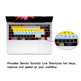 HRH Serato Scratch Live Shortcuts Hotkey Silicone Keyboard Cover Skin for MacBook Pro with Touch Bar 13 Inch and 15 Inch(A2159/A1989/A1706,A1990/A1707) 2019 2018 2016 2017 Release US Version