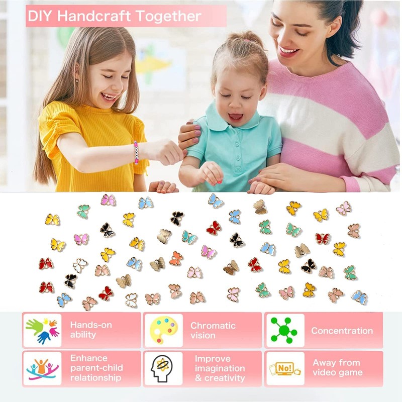 DanLingJewelry 100pcs Random Colors Alloy Butterfly Charms Gold Plated Enamel