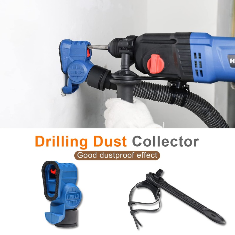 HERZO Drill Dust Collector, Dust Extraction for Hammer Drill, Compatible
