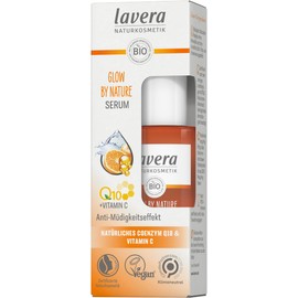 lavera Glow by Nature Serum - Natural Cosmetics Vegan Q10 & Vitamin C Moisturising Anti-Wrinkle Revitalising Firm Skin PETA-Certified 1 x 30 ml, Orange