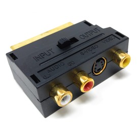 DRUT Scart to 3 RCA Composite Phono & SVHS S Video Adaptor with In Out Switch Converter Cable Lead Adapter