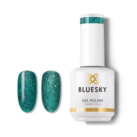 BLUESKY Shimmer Gel Nail Polish - Soak Off Gel Polish UV/LED Lamp Cures, Pintura de Gel para Uñas, Long Lasting, Vegan, 15ML, BLZ10P/TEAL BLUE GREEN