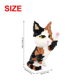 Larcele 1137 Pieces Micro Building Blocks Toy Kit, Mini Cat Bricks Building Building Blocks Set KLJM-05 (Red Tabby Cat)