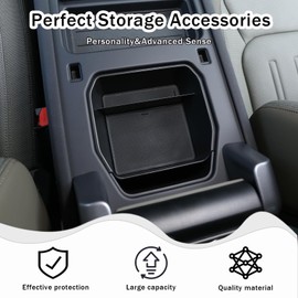 HIRUFAIT Center Console Organizer Tray Compatible with Land Rover Defender 90/110/130 2020-2023 Accessories, Center Console Armrest Tray Storage Box ABS Black (with Refrigerator)