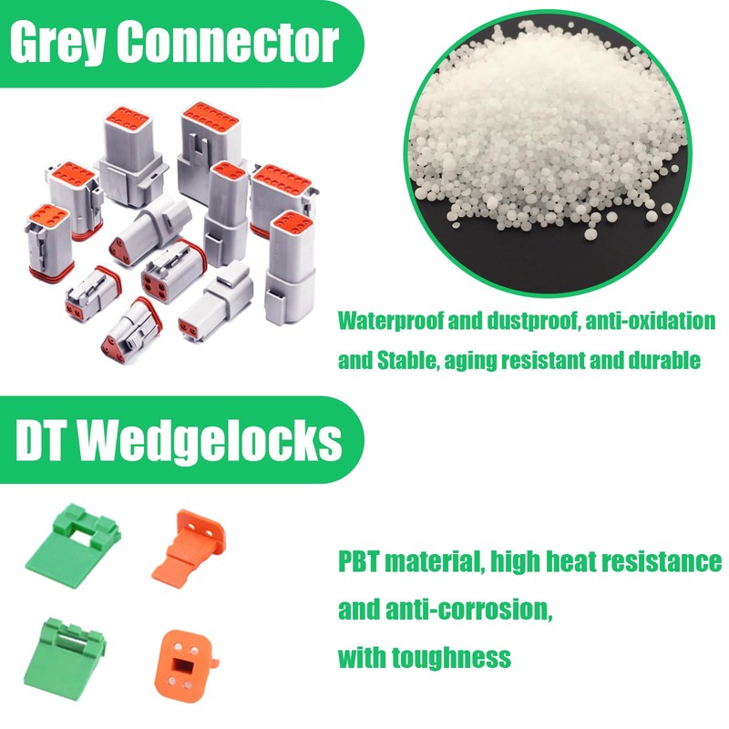 134 PCS Deutsch DT Grey 2 Pin Connectors 16 Set,