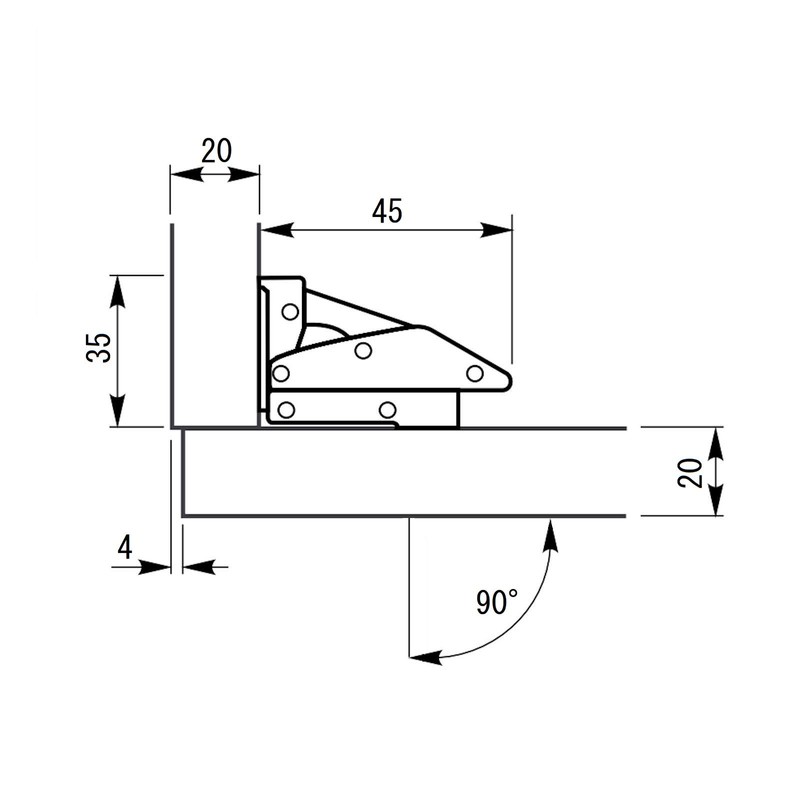 6 x Junker Screw-On Hinges 77.4 x 32.8 mm Furniture