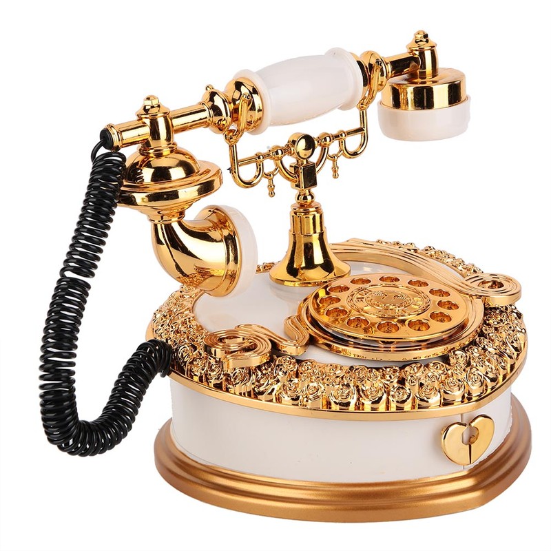 Heart Telephone Shaped Plastic Music Box Jewelry Case Home Decor