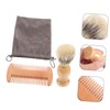 Healeved 1set Portable Beard Comb and Shaving Brush Kit Lightweight