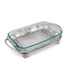 Arthur Court Metal Pyrex Glass Casserole Dish Holder Fleur-De-Lis Pattern