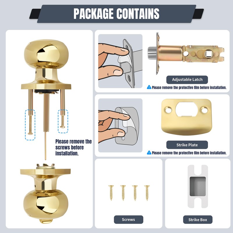 Moquin Gold Keyed Entry Door Knob with Lock and Key,